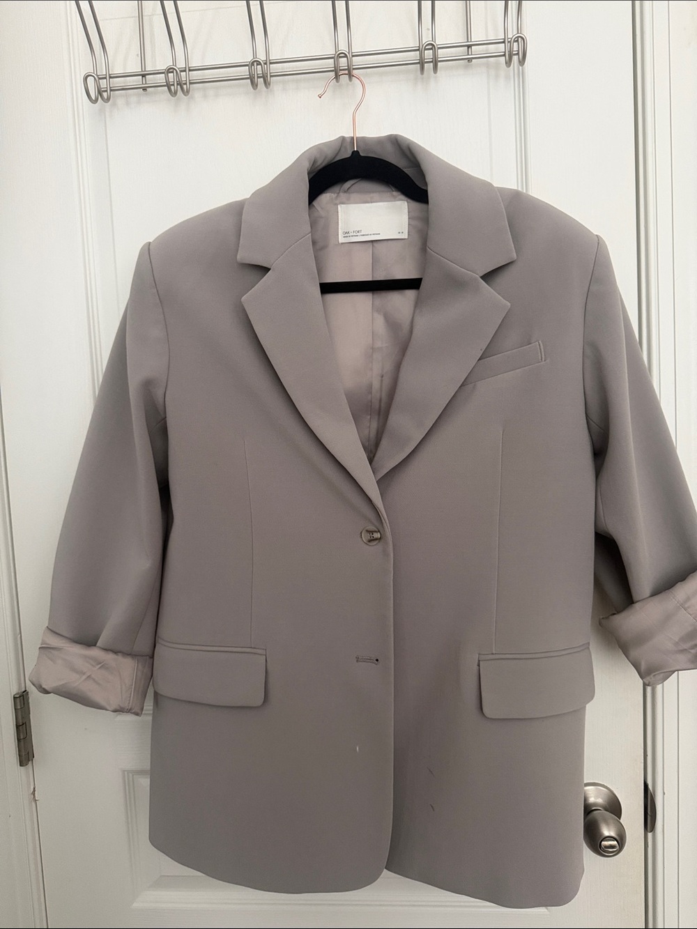 OAK + FORT Light Grey Single-Button Blazer